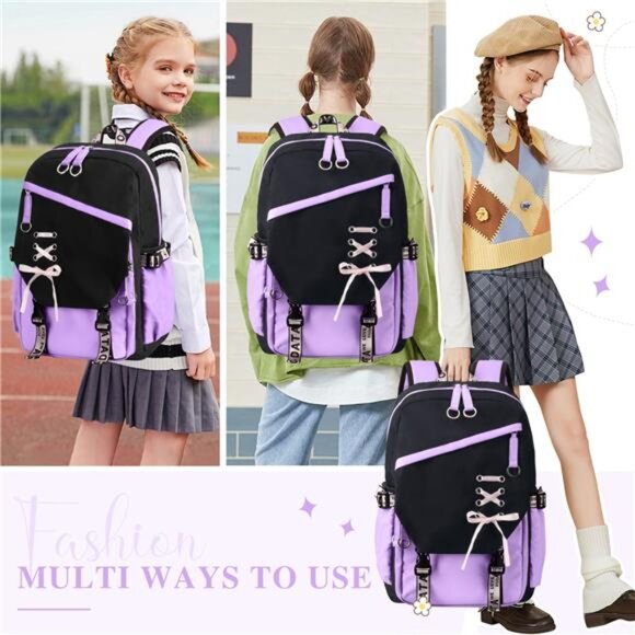 School Backpack for Teens Middle School Bookbag Students Lightweight - Picture 5 of 7